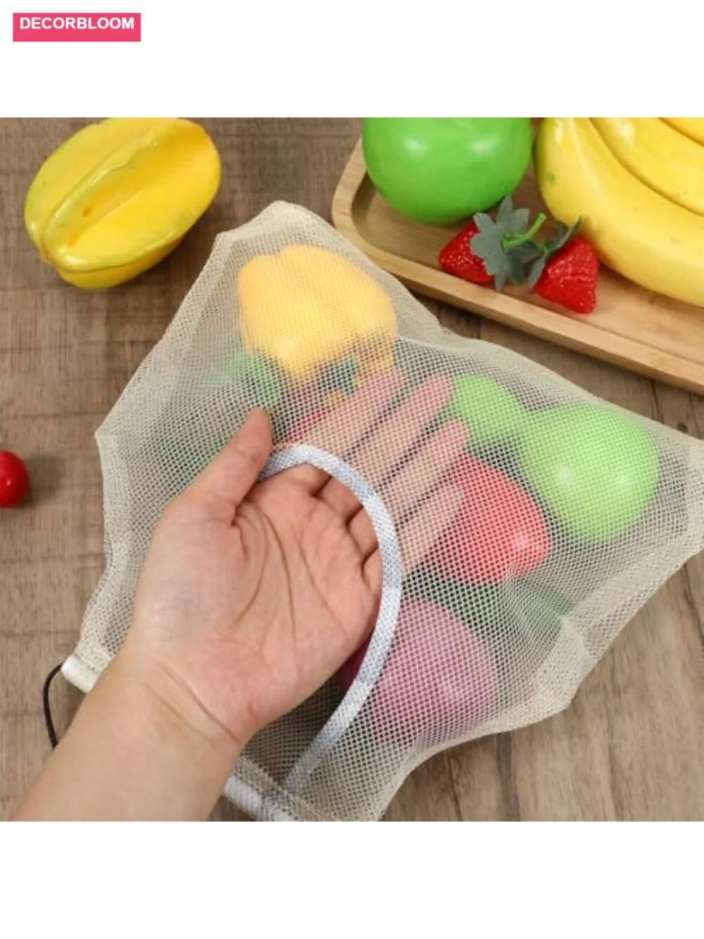 2 Pack Hanging Mesh Storage Bags for Fruits Vegetables Onions Produce